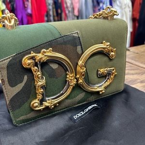 DG Girls bag in patchwork army denim and plain calfskin